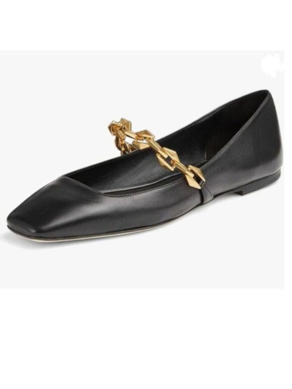Miss left Black Comfy Chain Strap Mary Jane Shoes Slip On Square Toe Ballet Flat